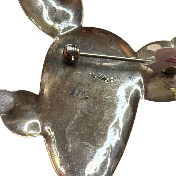 Vintage Carolyn Pollack Carlisle Silver Sterling Turquoise Cactus Pin Brooch - Picture 4 of 5